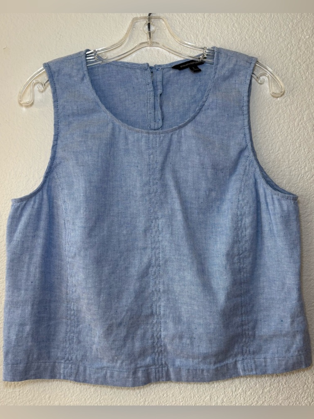 Banana Republic Women's Cropped Shell Top Large Linen Cotton Blend Sleeveless